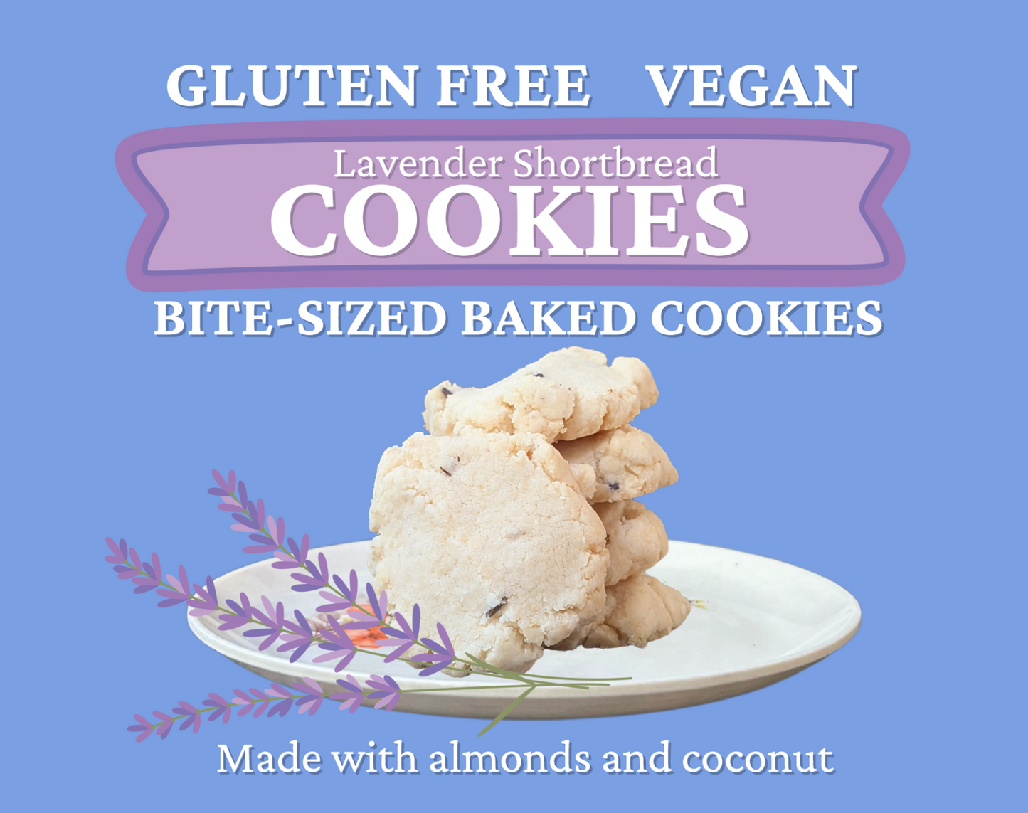 Bite-Sized Gluten Free & Vegan Lavender Shortbread